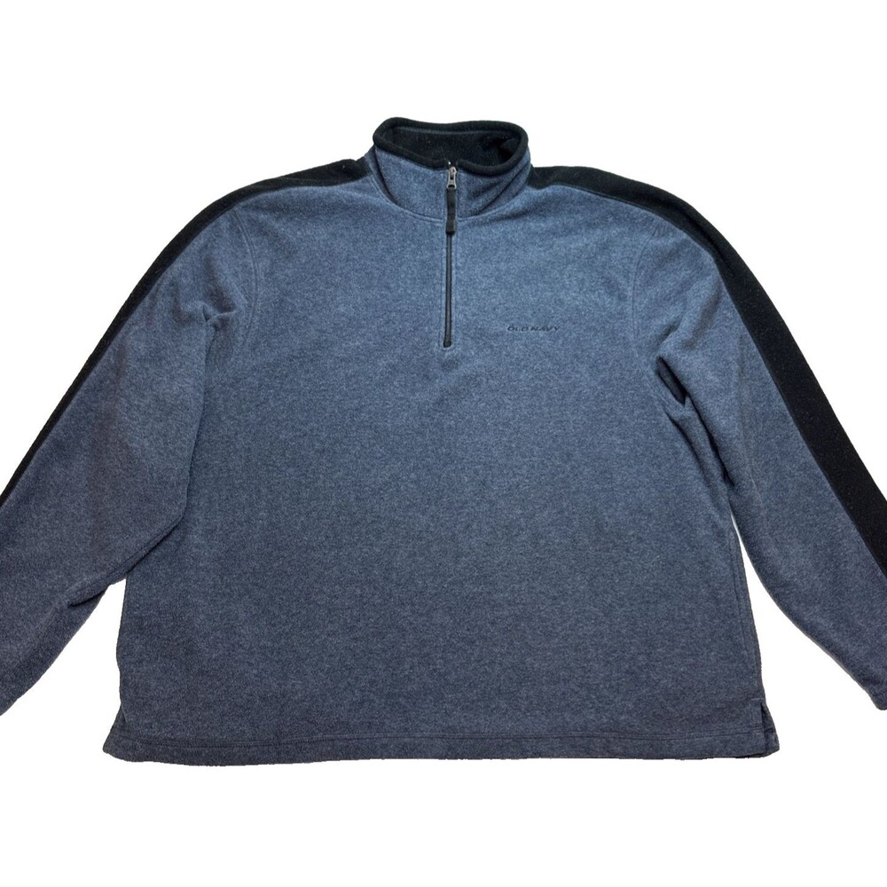 Old Navy Mens High Neck 1/4 Zip Fleece XXL Arm Strips Gray Long Sleeve 2 Pockets